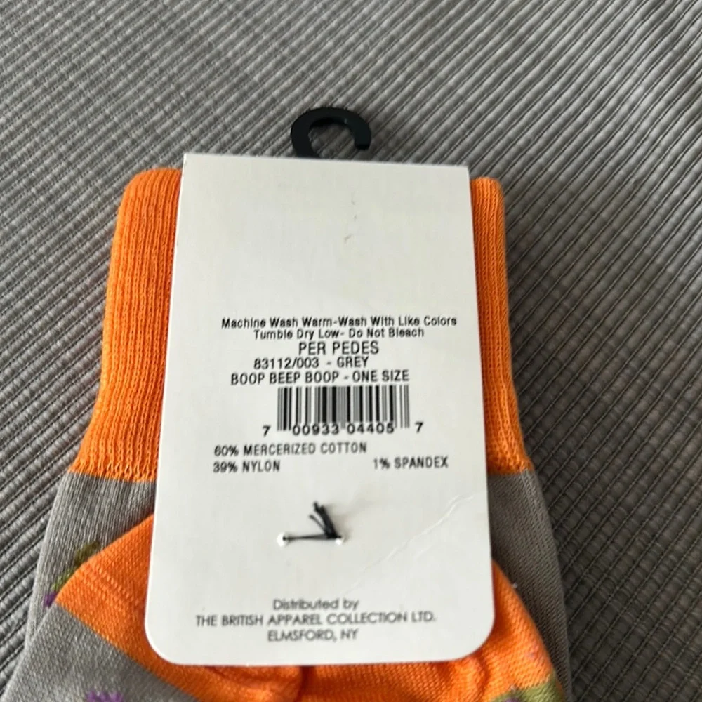 Per Pedes Men's Gray and Orange Robot Socks